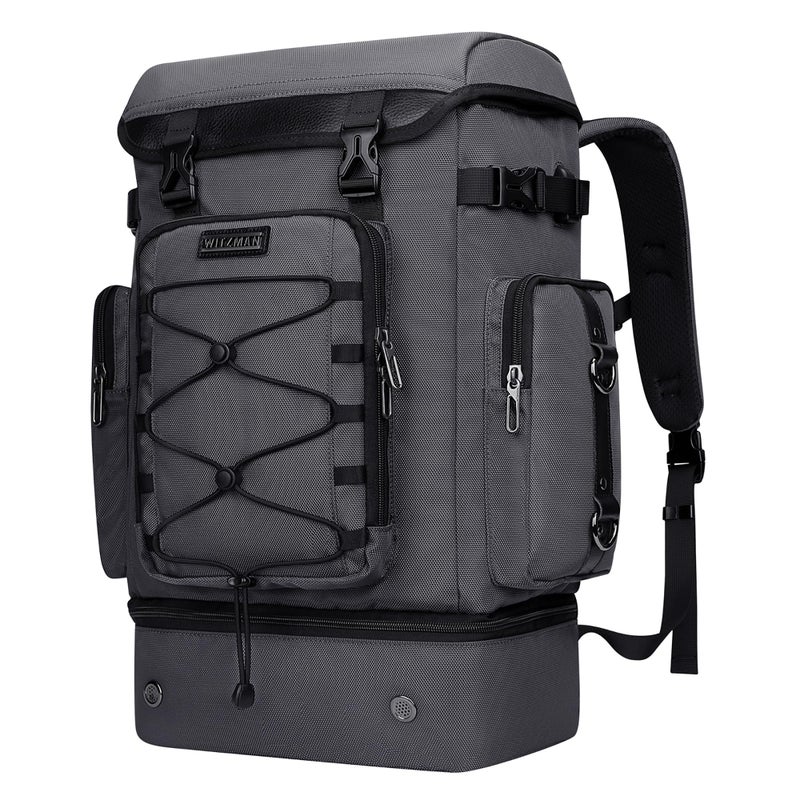 WITZMAN Travel Backpack for Men Women Carry on Bags for Airline Approved Convertible Duffle Luggage Backpack Shoe Compartmentï¼ˆB691 Silvery Greyï¼‰ - Image 1