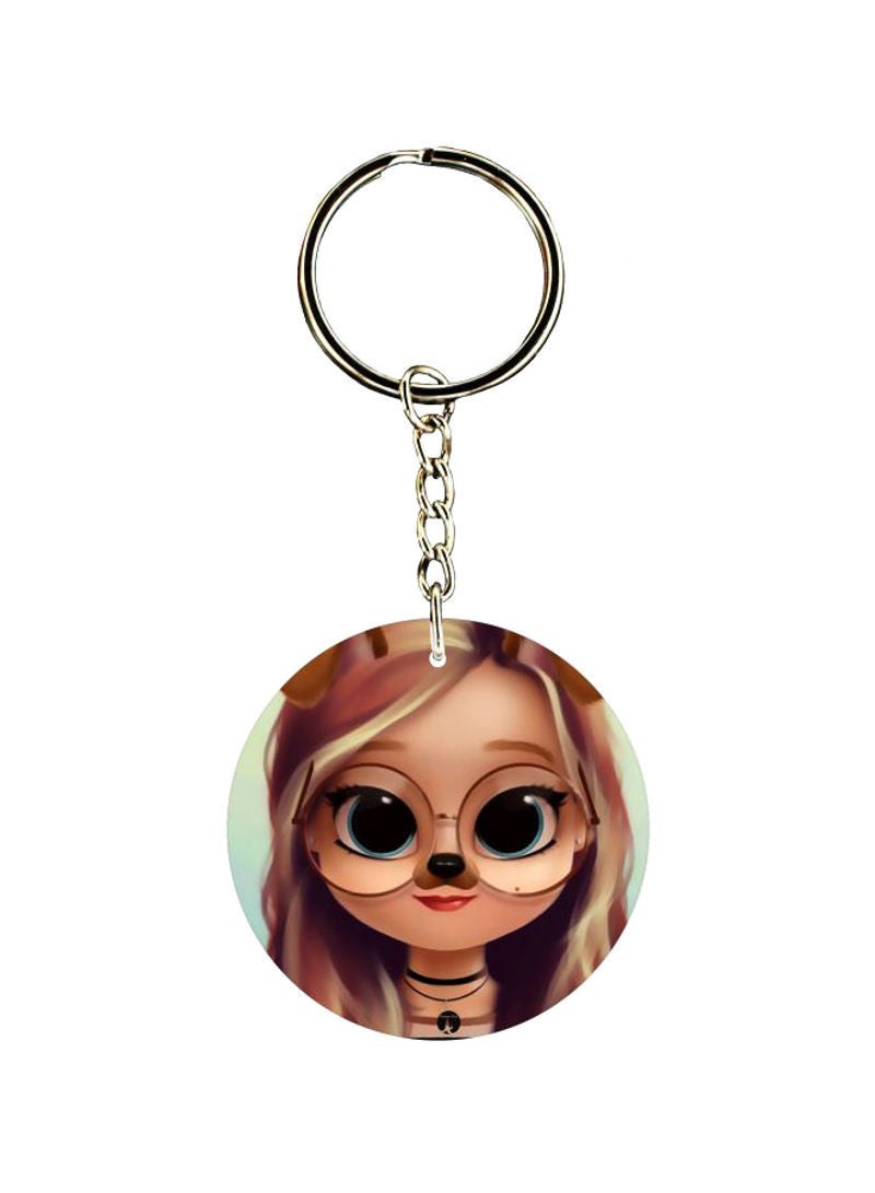 RKN Cartoon Girl Printed Keychain