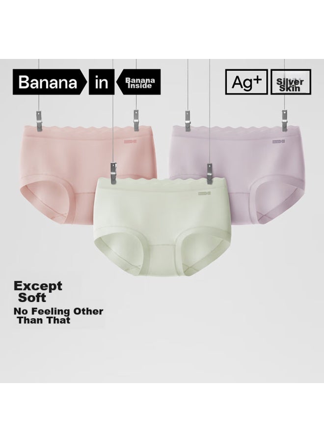 Bananain Jiaonei Yinpi 510s Women's Triangle Panties, 60-count Long-staple Cotton, Soft, Seamless, Breathable, 7a Antibacterial, Mid-rise, Summer, 3-pack - Image 2