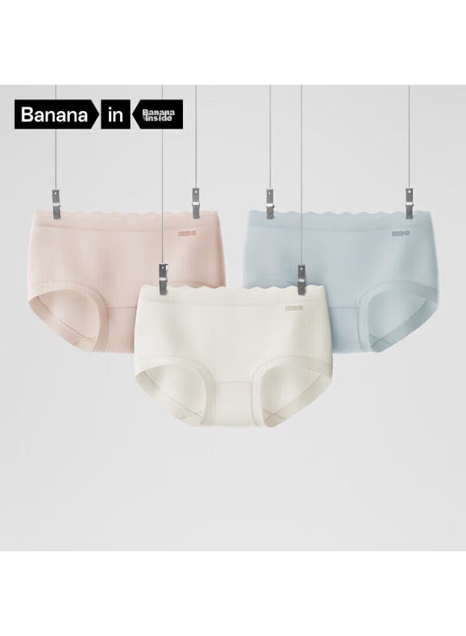 Bananain Jiaonei Yinpi 510s Women's Triangle Panties, 60-count Long-staple Cotton, Soft, Seamless, Breathable, 7a Antibacterial, Mid-rise, Summer, 3-pack - Image 1