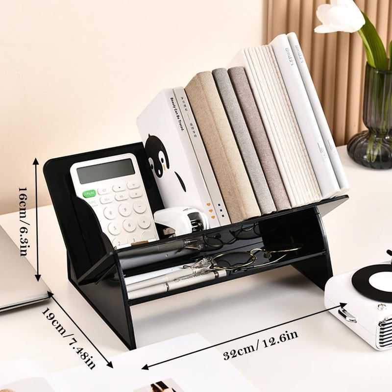 TPGP Axroad Mall Desktop Bookshelf - Tilted Bookcase for Home Office and School (Black) - Image 2