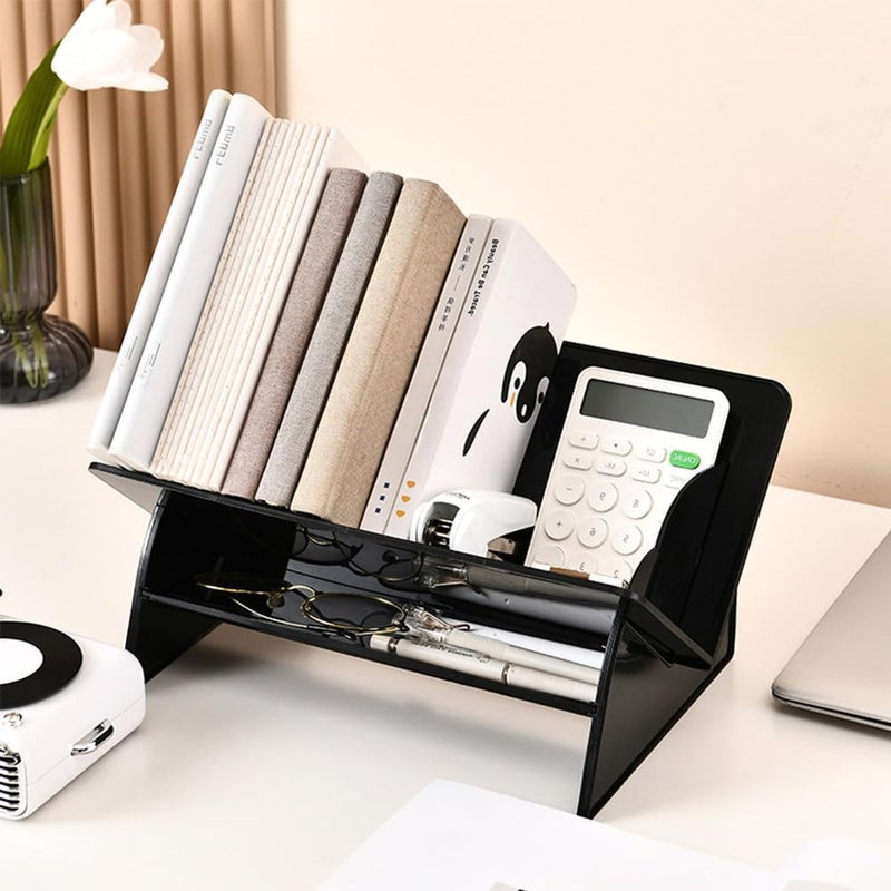 TPGP Axroad Mall Desktop Bookshelf - Tilted Bookcase for Home Office and School (Black) - Image 4