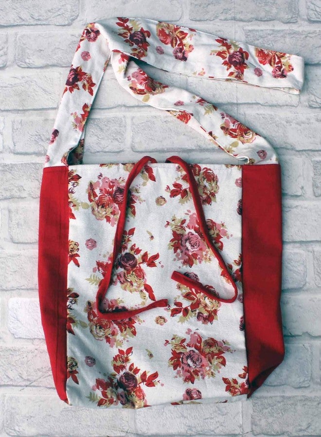 Dekor World Cotton Multi Floral Red Printed Jhola Bag (Pack of 1 Piece) - Image 4