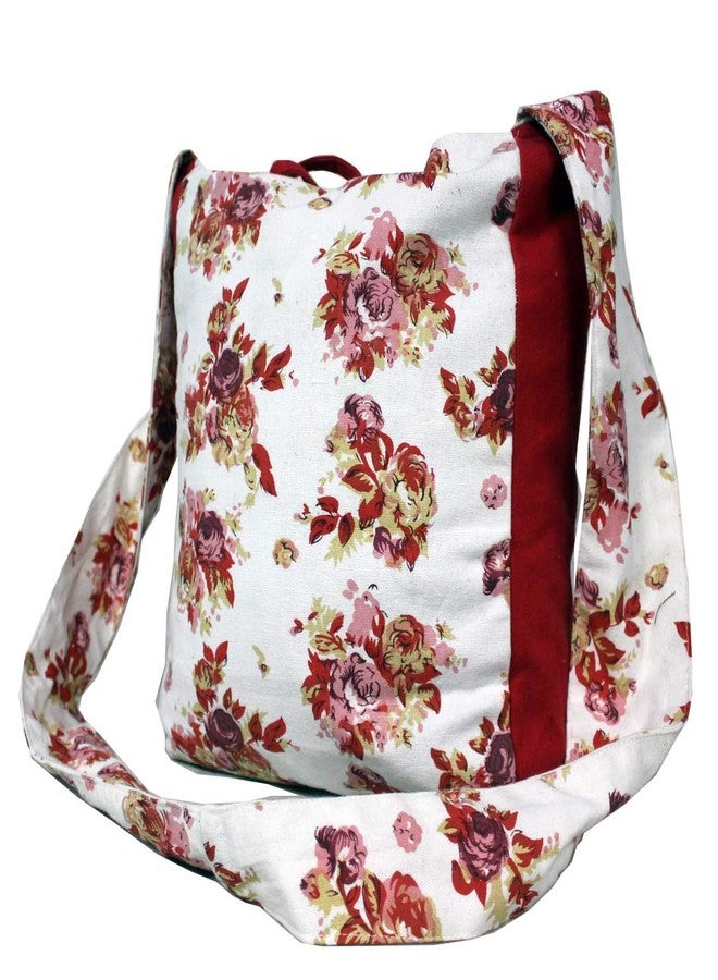 Dekor World Cotton Multi Floral Red Printed Jhola Bag (Pack of 1 Piece) - Image 2
