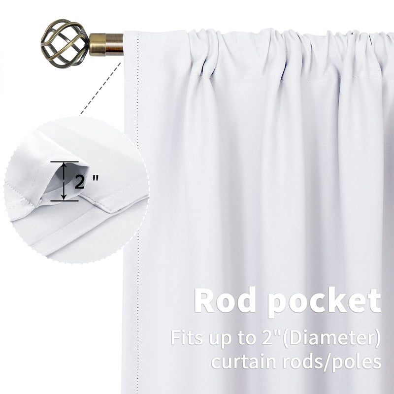 BGment White Short Curtains 30 Inches Length for Small Window - Rod Pocket Privacy Drapes for Kitchen Over Sink Bathroom Basement Cafe  2 Panels  42 x 30 Inch - Image 2