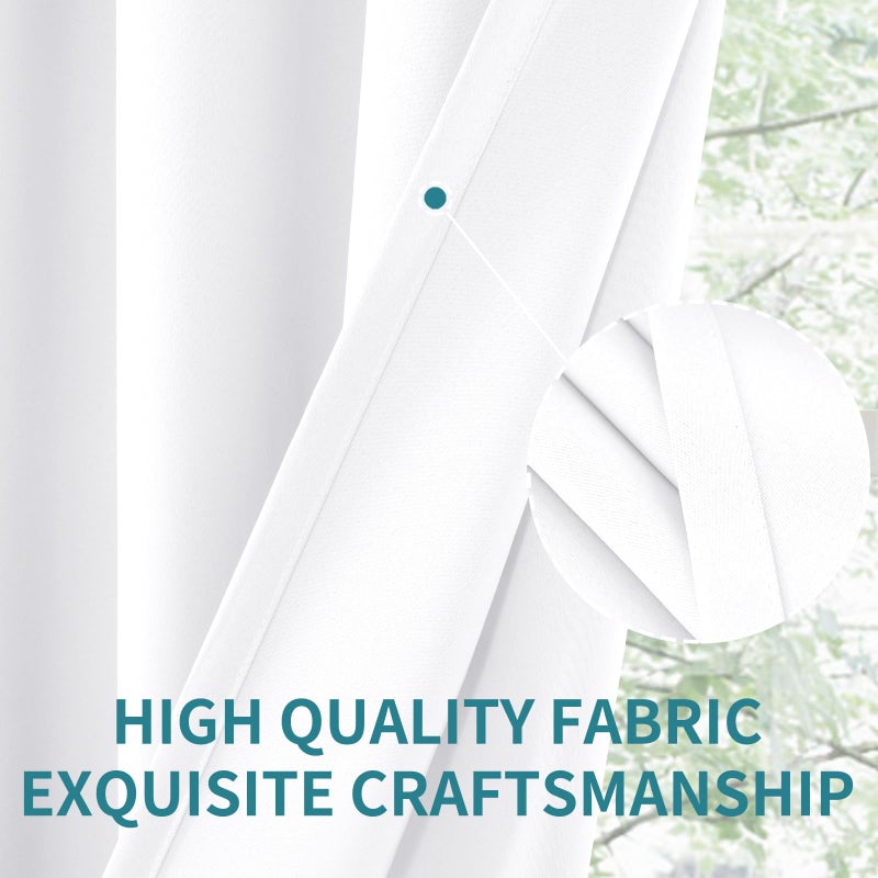 BGment White Short Curtains 30 Inches Length for Small Window - Rod Pocket Privacy Drapes for Kitchen Over Sink Bathroom Basement Cafe  2 Panels  42 x 30 Inch - Image 3