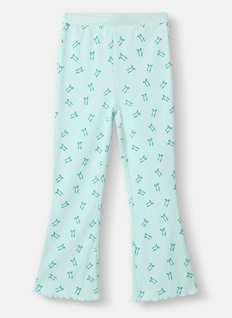 Nautinati BLUE Nautinati Girls' Blue Derby Rib Set With All-over Print | Cotton | Age 2–10 Years for Women | Best Price UAE