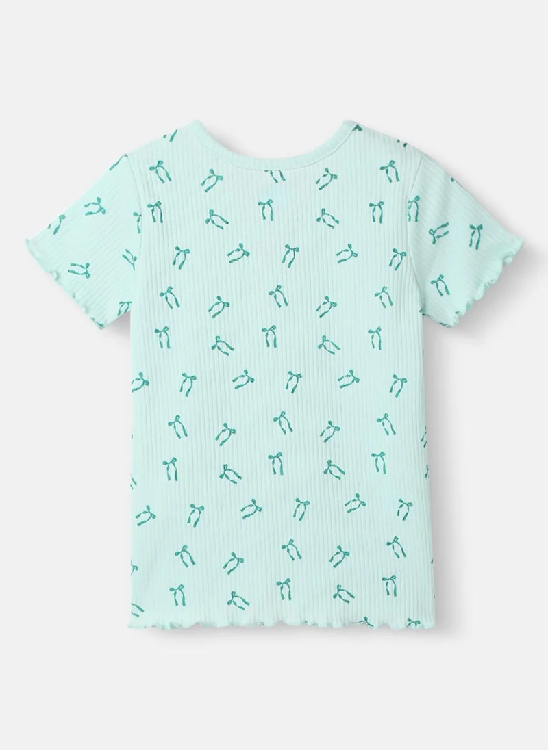 Nautinati BLUE Nautinati Girls' Blue Derby Rib Set With All-over Print | Cotton | Age 2–10 Years for Women | Best Price UAE