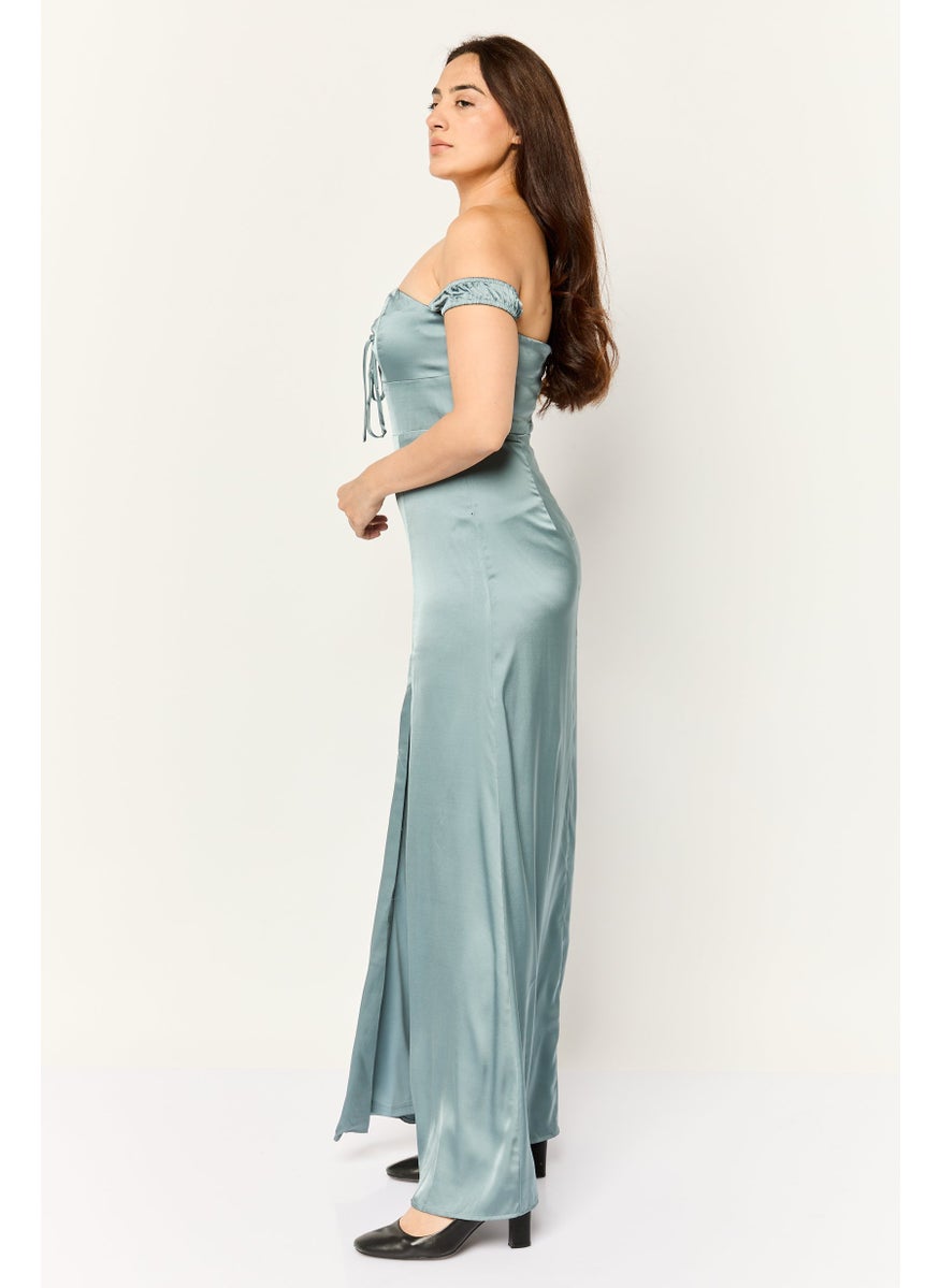 Lulus Women Plain Wedding Guess Maxi Dress, Aegean Teal  - Image 3