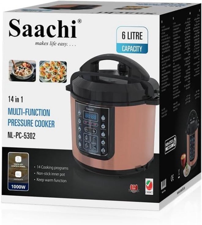Saachi 6.0 L Electric Pressure Cooker Non-stick inner pot 1000W l NL-PC-5302 - Image 3