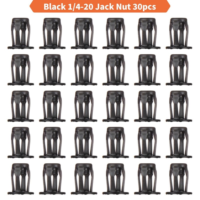 EZ-NUTUL Jack nut Installation Tool Set Hand Thread Insert Jacknuts Assortment Kit for Thin Metal Plastic Polywood Pressboard Hardboard (1/4-20 (Jack Nut -30pcs, Black)) - Image 4
