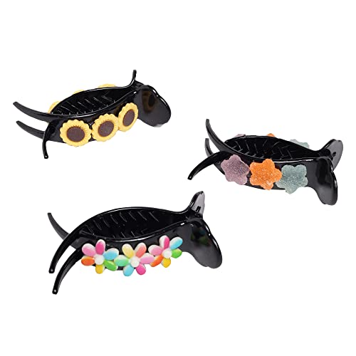Yellow Bee Banana Hair Clutcher with Flower and Star for Girls, Multi, One Size - Image 2