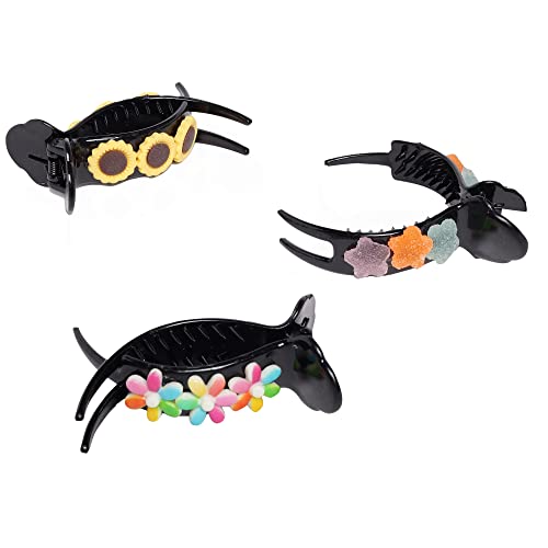 Yellow Bee Banana Hair Clutcher with Flower and Star for Girls, Multi, One Size - Image 3