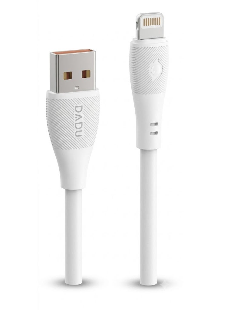 دادو كابل شحن سريع USB إلى Lightning (تيار 3 أمبير، قدرة 18 واط) يدعم الشحن ونقل البيانات بسرعة عالية؛ يتميز بسلك سيليكون متين وموصلات من سبائك الألومنيوم، وهو متوافق مع هواتف iPhone وأجهزة iPad وAirPods وبنوك الطاقة (Power Banks) وغيرها من أجهزة Apple (الطول: 1 متر). - Image 1