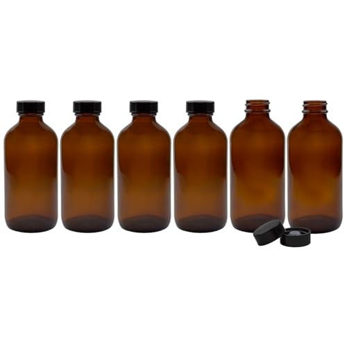 Cornucopia Brands Cornucopia 8-Ounce Amber Glass Bottles with Polycone Caps, 6-Pack - Image 1