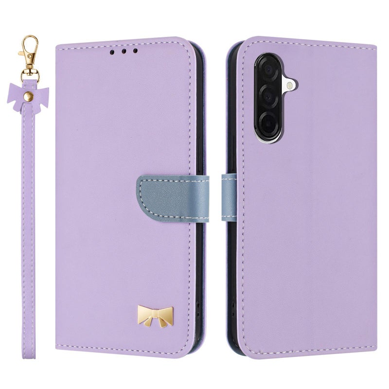 إيروريكس جراب هاتف جلدي معدني مع حزام يد لهاتف Samsung Galaxy A26 5G / A17 5G (أرجواني) - Image 1