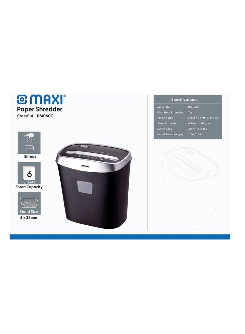 ماكسي ماكينة تمزيق الورق ماكسي كروس كات DM-060C ، 6 ورقات ، أسود - Image 2