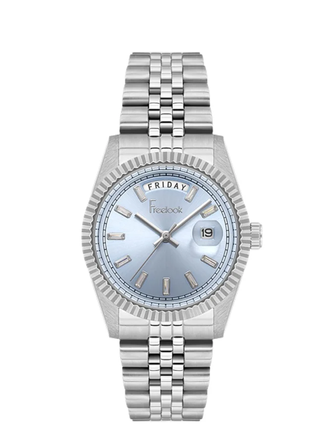 Freelook Paris Freelook - Jolie Women's Watch | Steel Case | Stainless Steel Band | Light Blue & Round Dial | Analog | Quartz | Mineral Glass | Premium Luxury Watch | Ideal Gift | Water Resistant 30 Meters