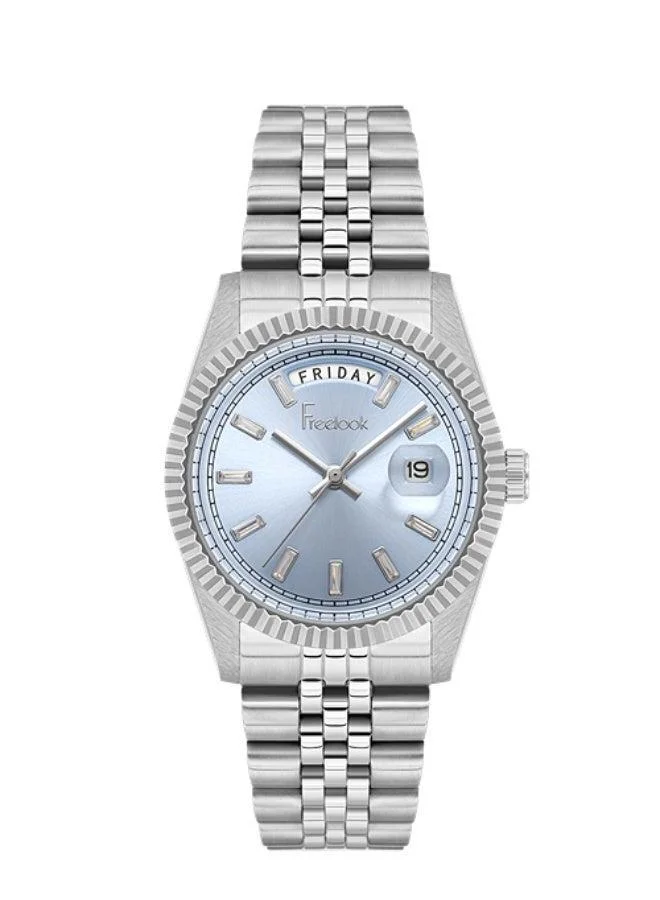 Freelook Paris Freelook - Jolie Women's Watch | Steel Case | Stainless Steel Band | Light Blue & Round Dial | Analog | Quartz | Mineral Glass | Premium Luxury Watch | Ideal Gift | Water Resistant 30 Meters