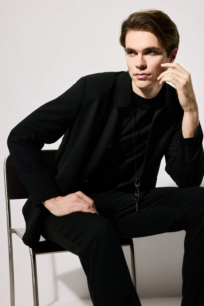 Regular Fit Polo Collar Half Lining Blazer