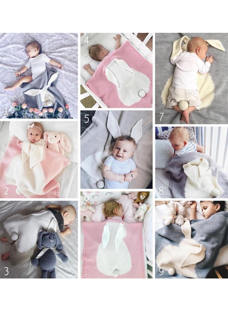 Y&D Three dimensional Rabbit Ears Blanket Children's Knitted Baby Cover Blanket  - Image 3