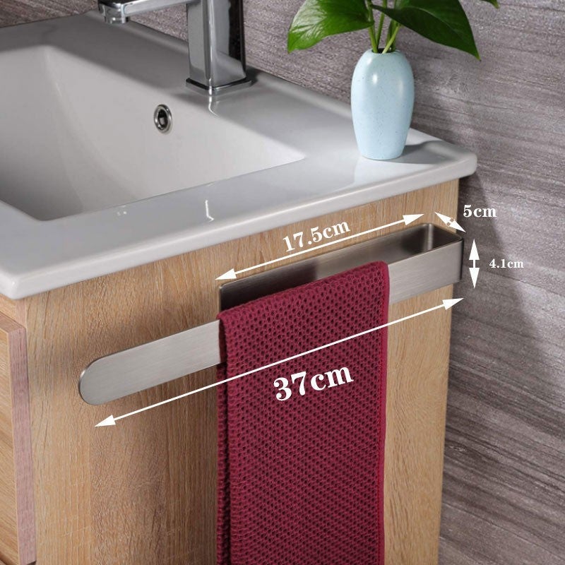 Towel Rack 304 Stainless Steel Bathroom Toilet Towel Rack Kitchen Self-Adhesive Towel Ring Hardware Hanger 37cm Brushed Silver - Image 2