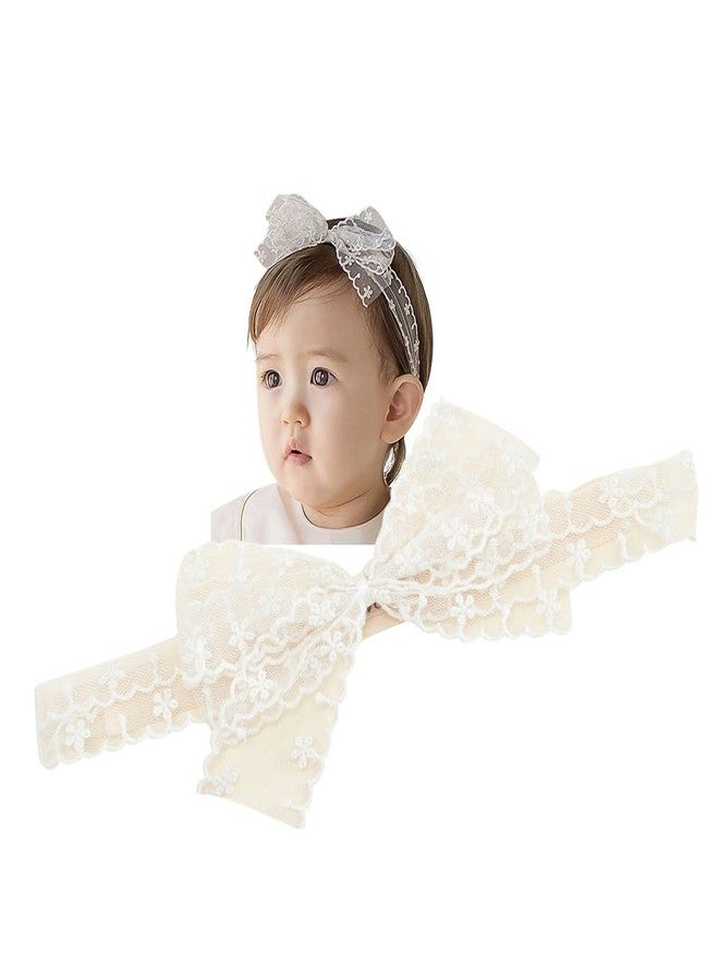 Rannyrena Lace Flower Bow-knot Baby Girls Headband Birthday Infant Wrap Elastic Baby Turban Hairband for Newborn Infant Toddler Kids (Style 9) - Image 1