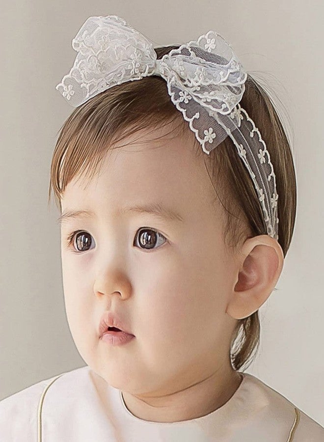 Rannyrena Lace Flower Bow-knot Baby Girls Headband Birthday Infant Wrap Elastic Baby Turban Hairband for Newborn Infant Toddler Kids (Style 9) - Image 3