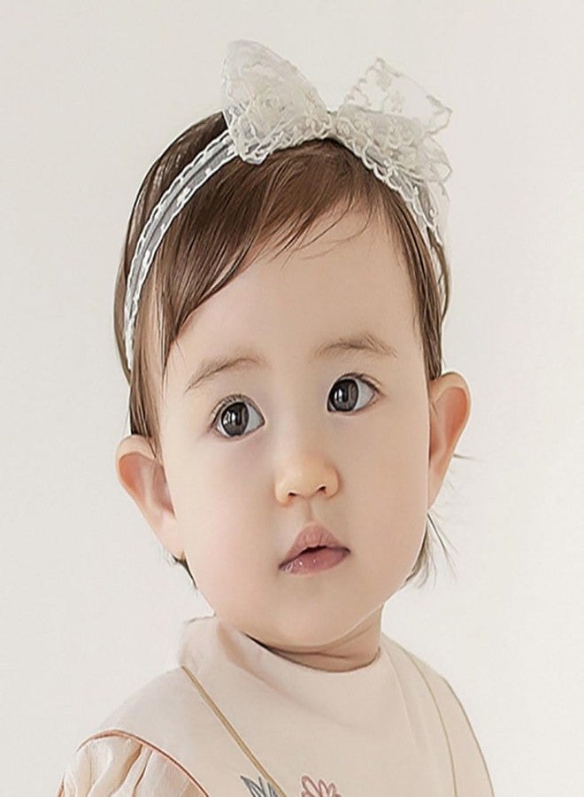 Rannyrena Lace Flower Bow-knot Baby Girls Headband Birthday Infant Wrap Elastic Baby Turban Hairband for Newborn Infant Toddler Kids (Style 9) - Image 4