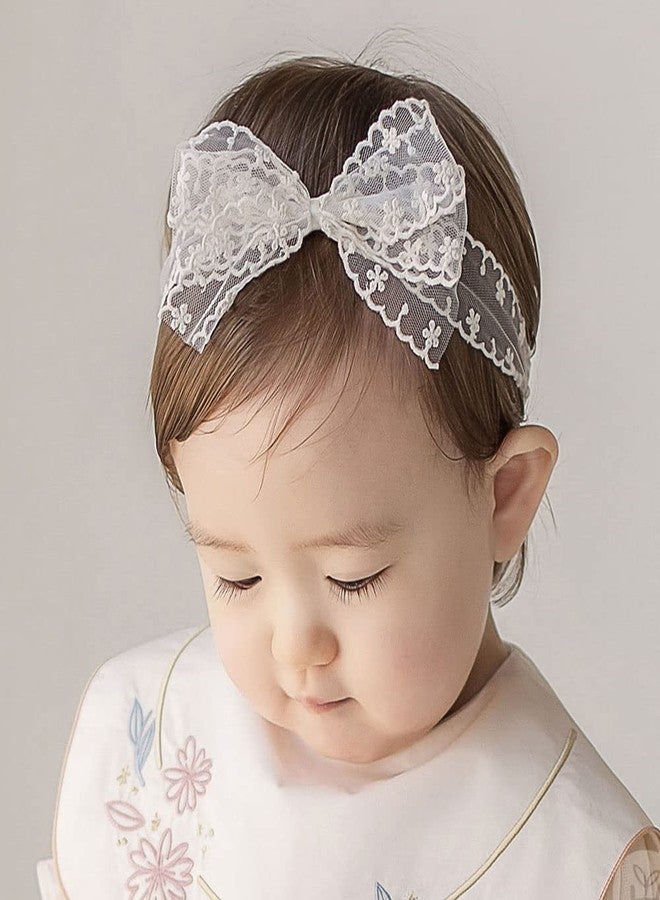 Rannyrena Lace Flower Bow-knot Baby Girls Headband Birthday Infant Wrap Elastic Baby Turban Hairband for Newborn Infant Toddler Kids (Style 9) - Image 2