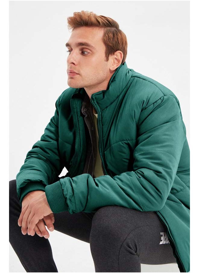 trendyol Dark Green Regular Fit Pocket Wind and Water Resistant Puffer Jacket TMNAW22MO0091  - Image 2