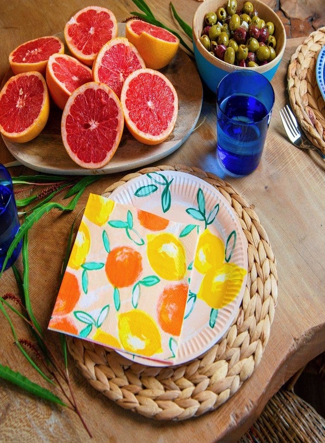 Talking Tables Pack of 12 Citrus Fruit Lemon Paper Plates | Recyclable & Disposable Party Tableware for Summer, Alfresco Dining, Picnic, Cookout, Pink - Image 3