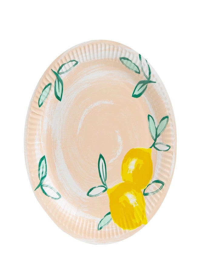 Talking Tables Pack of 12 Citrus Fruit Lemon Paper Plates | Recyclable & Disposable Party Tableware for Summer, Alfresco Dining, Picnic, Cookout, Pink - Image 1