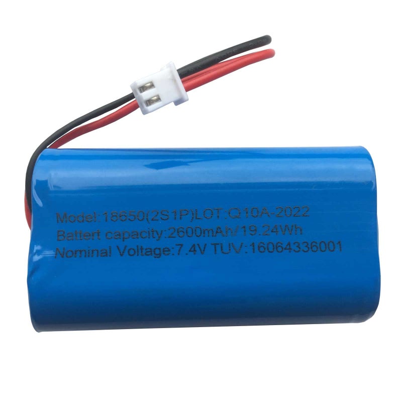 AOLIKES 7.4v 18650 2s1p 2600mAh Rechargeable Li-ion Battery with XH2.54/2P Plug Connector /3C Cells/Support 3C Continuous Discharge and Fast Charging - Image 1