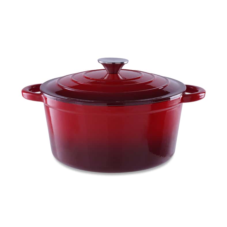 Pan Home Glazura Enameled Cast Iron Cooking Pot 4l - Ombre Red - Image 1