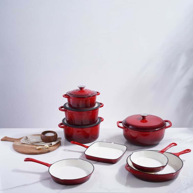 Pan Home Glazura Enameled Cast Iron Cooking Pot 4l - Ombre Red - Image 3