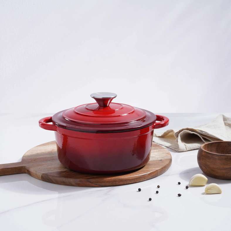 Pan Home Glazura Enameled Cast Iron Cooking Pot 4l - Ombre Red - 201AIC9901496 - Image 5