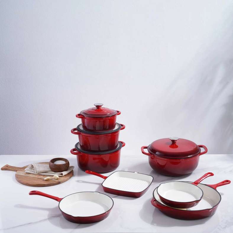 Pan Home Glazura Enameled Cast Iron Cooking Pot 4l - Ombre Red - 201AIC9901496 - Image 4