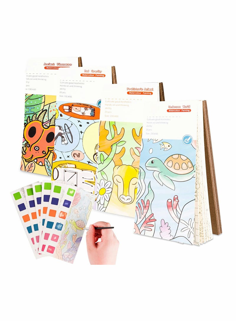 4 Pieces Portable Magic Watercolor Painting Book for Kids Fun Travel Graffiti Activity Ideal Staycation Painting - Image 1