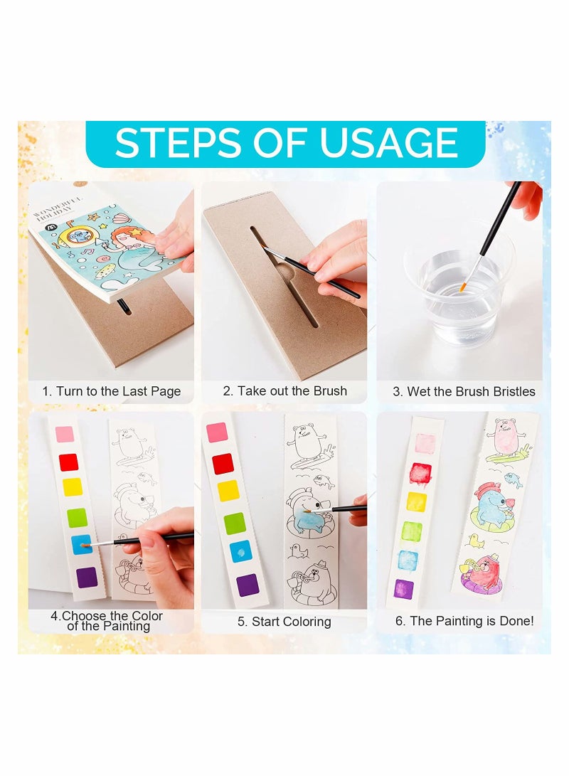 4 Pieces Portable Magic Watercolor Painting Book for Kids Fun Travel Graffiti Activity Ideal Staycation Painting - Image 4