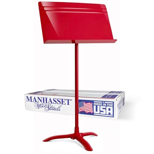 Manhasset Music Stand For Sheet Music - 48 Symphony Model - 4801RED - Long Lasting, Durable Manhasset Stand - Adjustable Height - 20" by 12 - Image 1