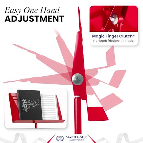 Manhasset Music Stand For Sheet Music - 48 Symphony Model - 4801RED - Long Lasting, Durable Manhasset Stand - Adjustable Height - 20" by 12 - Image 2