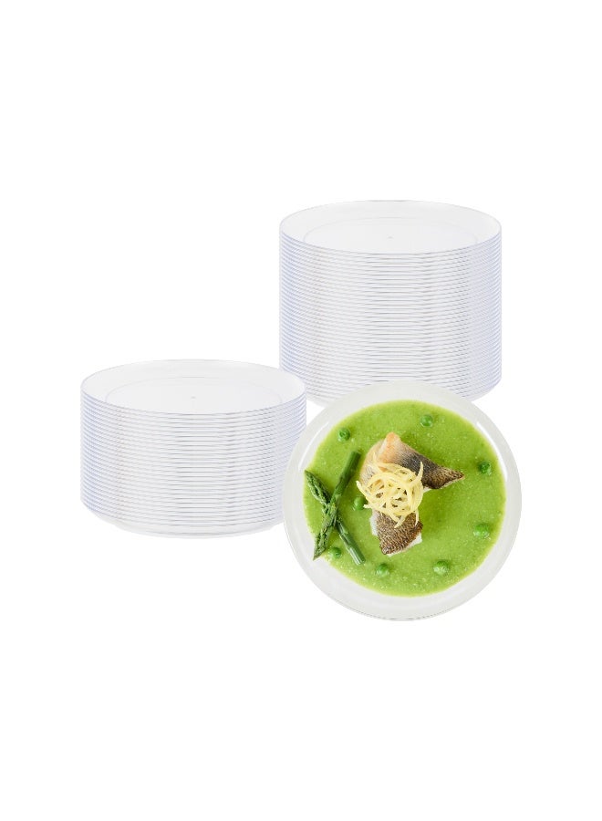 Restaurantware 7 x 7 Inch Party Plates, 100 Disposable Plastic Dessert Plates - Round, Heavy-Duty, Clear Plastic Salad Plates, Serve Sides Or Appetizers, For Weddings Or Catering  - Image 2