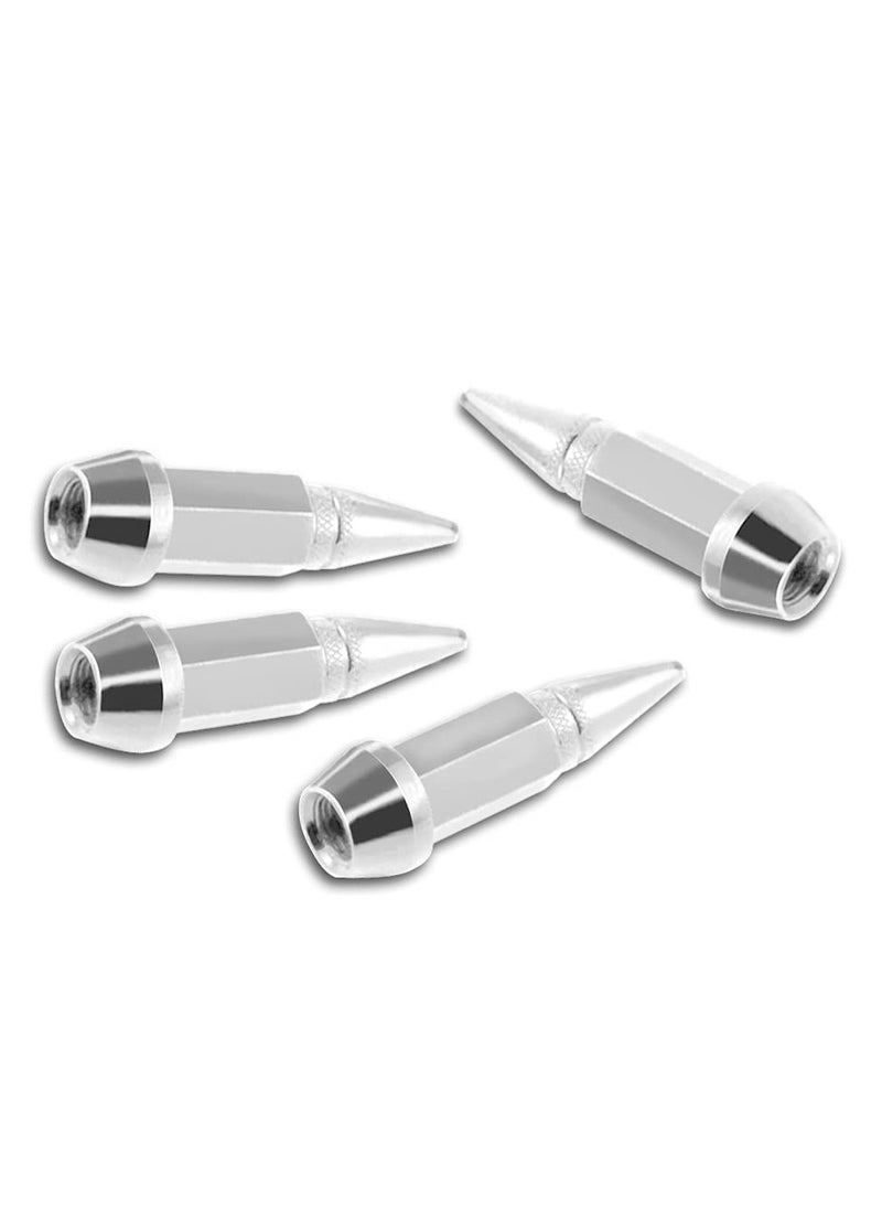 SYOSI Car Wheel Tire Valve Caps, 4 Pack Spiked Aluminum Valve Stem Caps, Attractive Dustproof Car Accessories, Universal for Most Vehicles (Silver, 45MM)  - Image 1