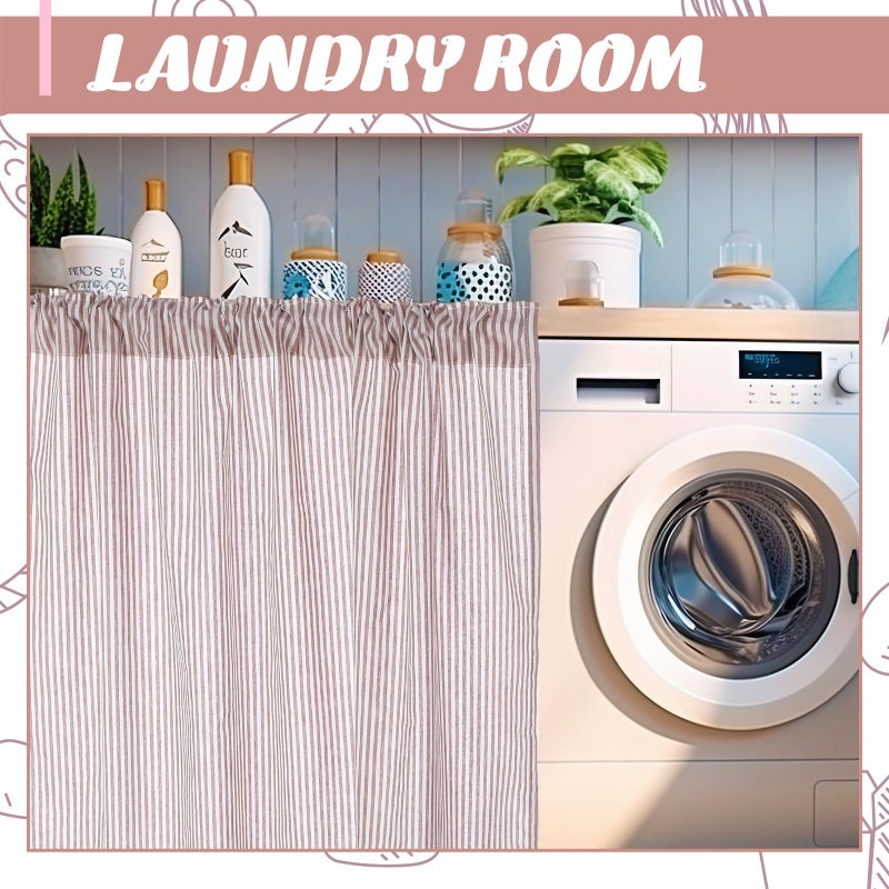 Hahafelt Cabinet Dishwasher Hidden Curtains with Telescopic Rod and Rod Clamp Dishwasher Desk 35 x 39 Inches Curtain for Kitchen Under Sink Washing Machine(Khaki) - Image 5