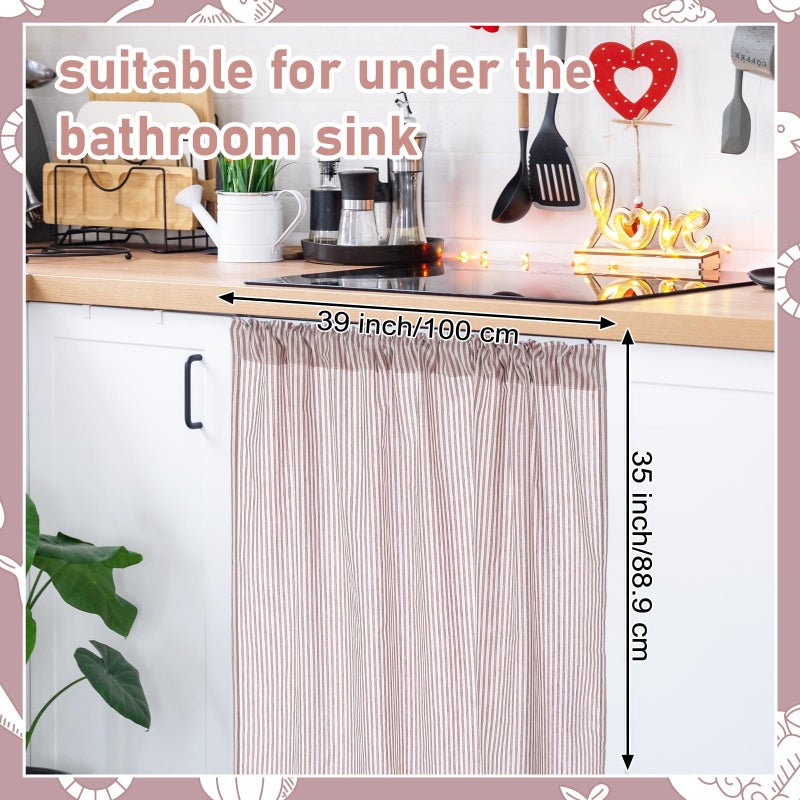 Hahafelt Cabinet Dishwasher Hidden Curtains with Telescopic Rod and Rod Clamp Dishwasher Desk 35 x 39 Inches Curtain for Kitchen Under Sink Washing Machine(Khaki) - Image 2