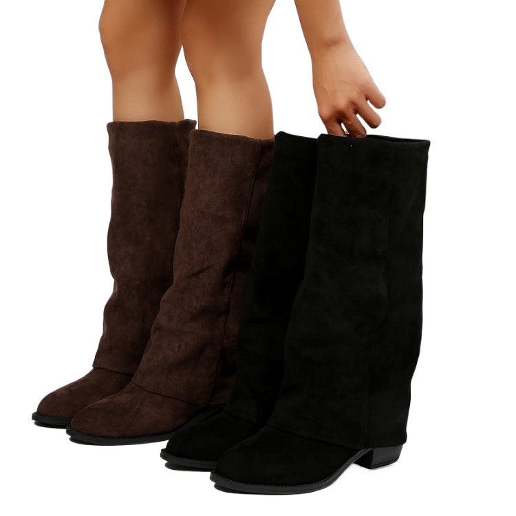 Thick Heel Cowboy Boots Large Size Mid-Calf Pants Boots Knight Boots - Image 5