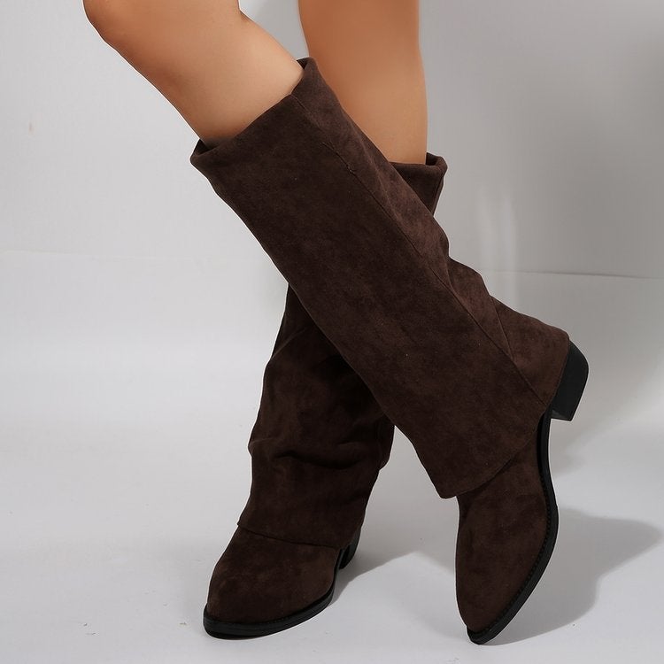 Thick Heel Cowboy Boots Large Size Mid-Calf Pants Boots Knight Boots - Image 4