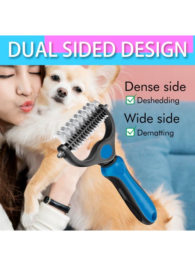 مشط تنظيف الحيوانات الأليفة -أداة إزالة الشوائب المزدوجة الجانب، مشط تحت غطاء للكلاب والقطط، مشط تنظيف وفسح الشعر الطويل - Image 3