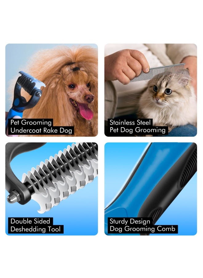 مشط تنظيف الحيوانات الأليفة -أداة إزالة الشوائب المزدوجة الجانب، مشط تحت غطاء للكلاب والقطط، مشط تنظيف وفسح الشعر الطويل - Image 5